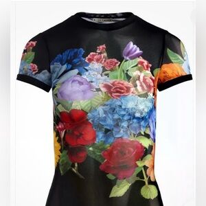 Alice + Olivia Tess Multicolor Floral Short Sleeve Top